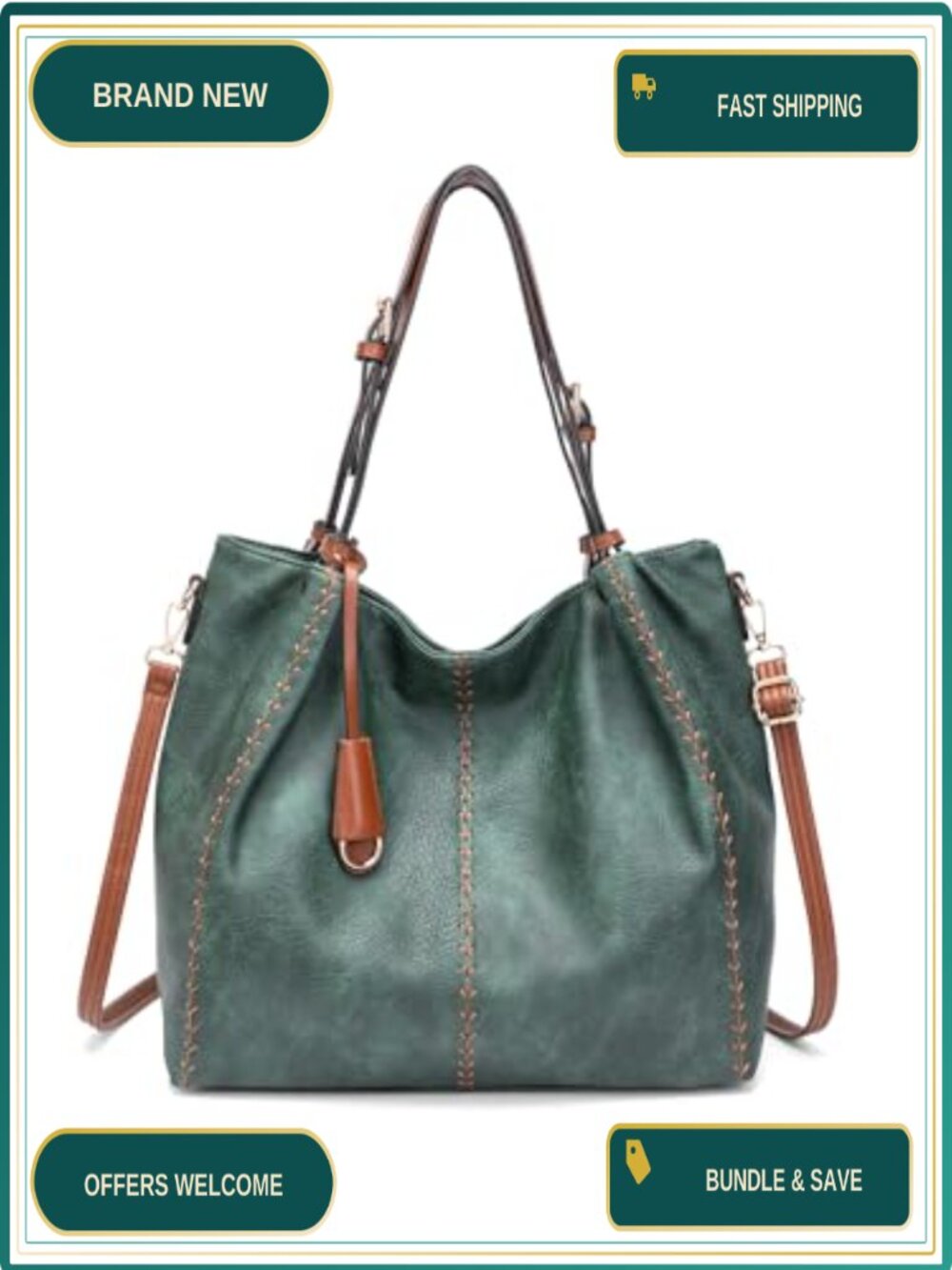 PU Leather Hobo Shoulder Bag Adjustable Strap Crossbody Tote